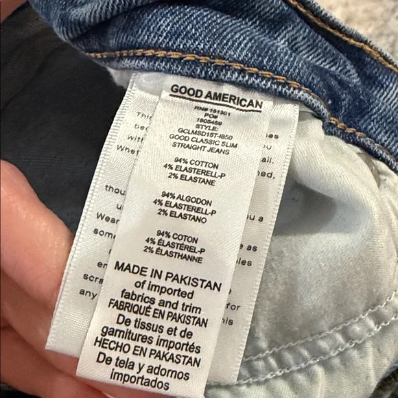 Good American good classic slim straight skinny high rise slits jeans 4 27 - Picture 7 of 11